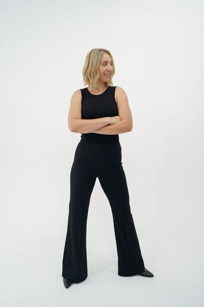 THE Pant- Ponte Knit Pant for Tall Women Black / Extra Large 36"