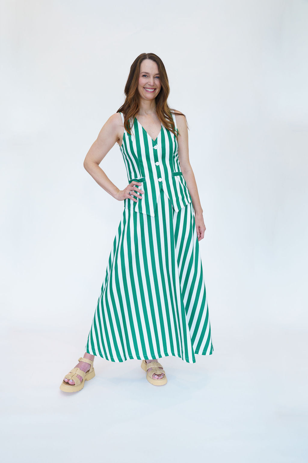 Sleeveless Tailored Vest for Tall Women Green / Extra large